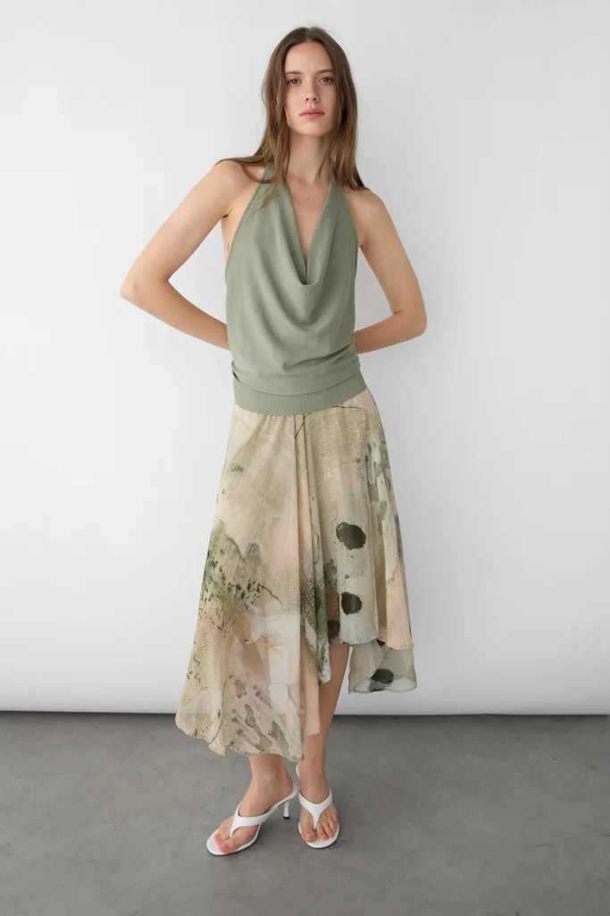 KNIT COWL NECK HALTER TOP | OAK + FORT