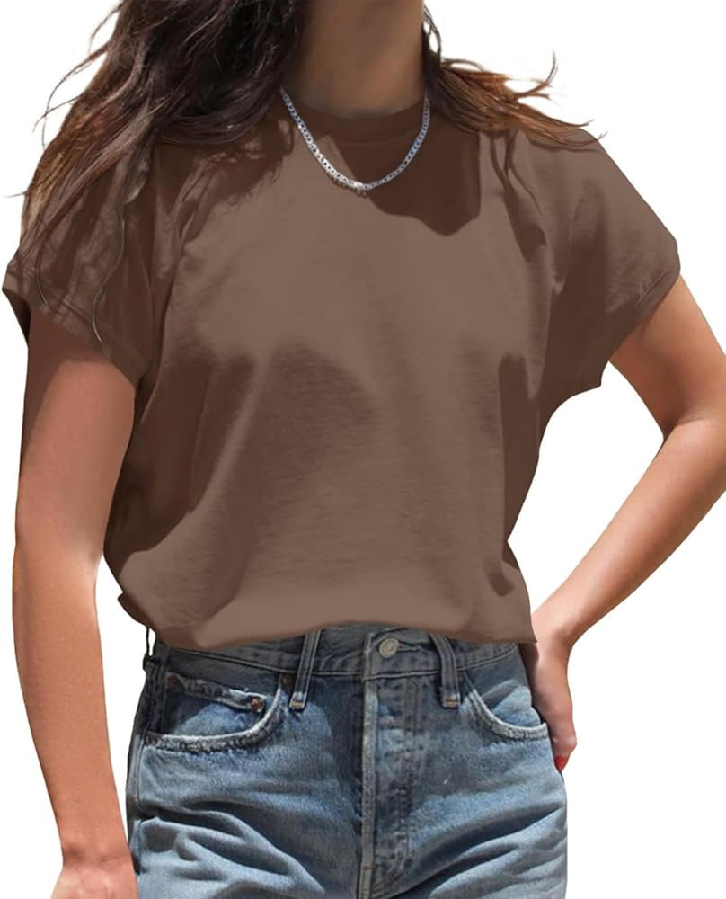 Cicy Bell Womens Summer Cap Sleeve T-Shirts Casual Loose Fit Tunic Tops Crew Neck Tee Shirts | Amazon (US)