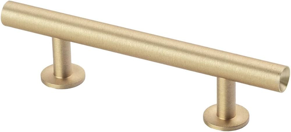 Lew's Hardware Solid Brass Cabinet Pull Handle - Round Bar Series - Brushed Brass (5") | Amazon (US)