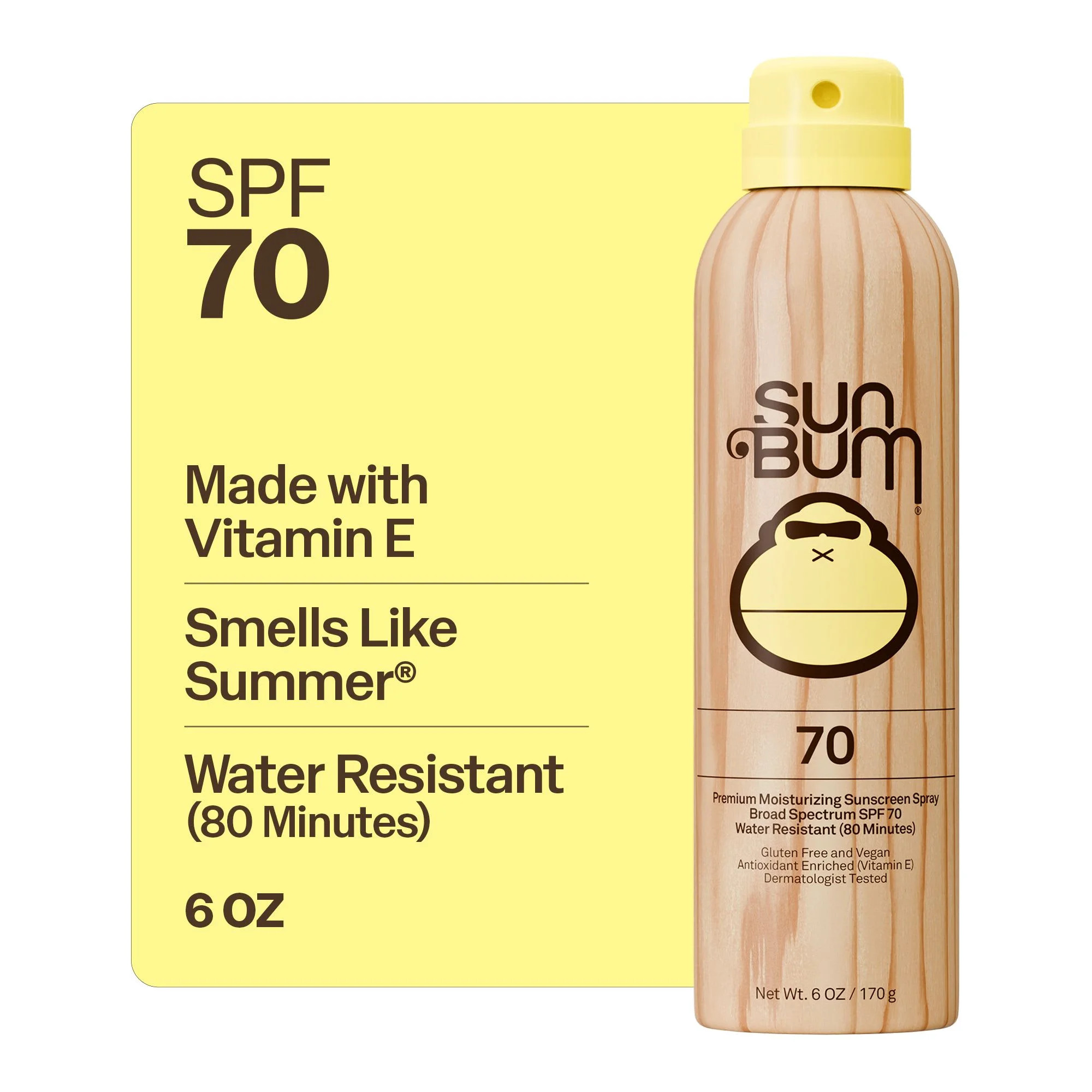Sun Bum Premium Moisturizing Sunscreen Spray, SPF 70, 6 oz | Walmart (US)