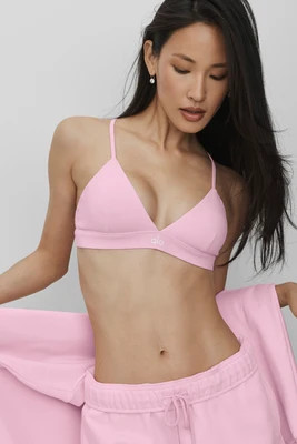 ALO | Splendor Bra in Pink Marshmallow/White, Size: XS | Alo Yoga