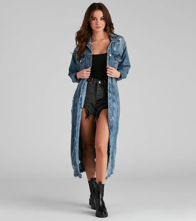 Fray Days Long Denim Jacket | Windsor Stores