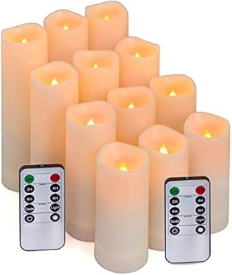 Flameless Candles, Led Candles Set of 12(D 2.1" X H 4" 5" 6" 7") Resin Candles with Remote Timer ... | Amazon (US)