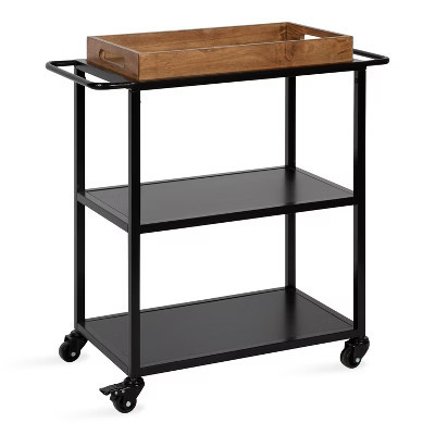 Kate and Laurel Giles Rectangle Metal Bar Cart, 28x13x30, Rustic Brown and Black | Target