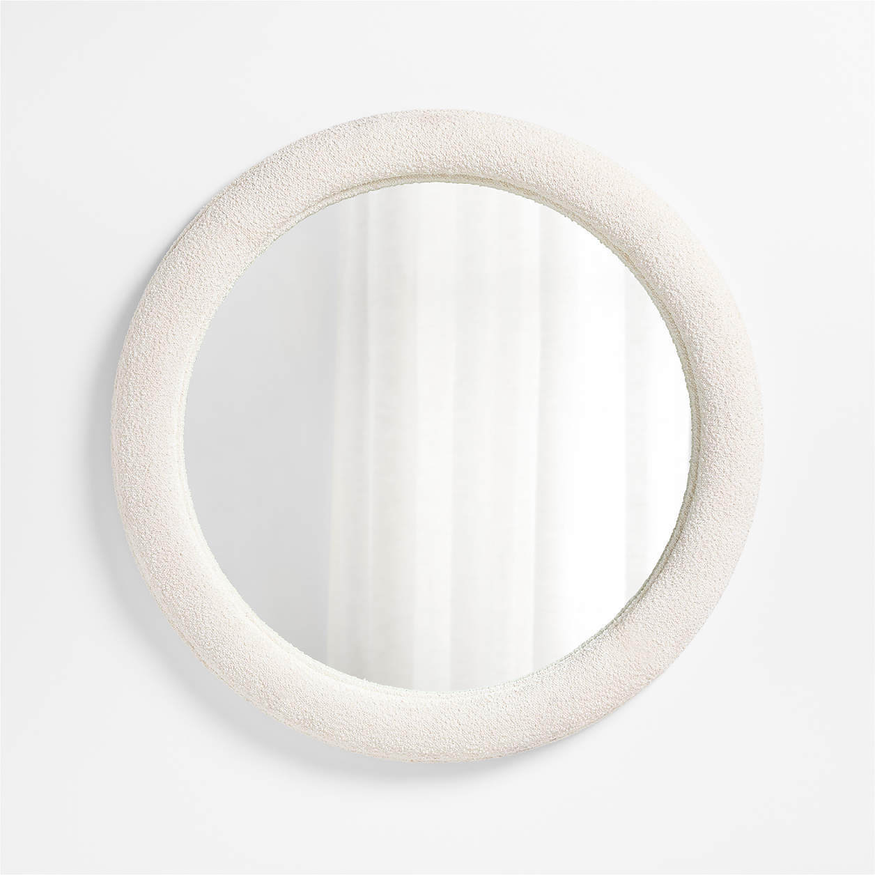 Harris White Boucle Round Wall Mirror 45" + Reviews | Crate & Barrel | Crate & Barrel