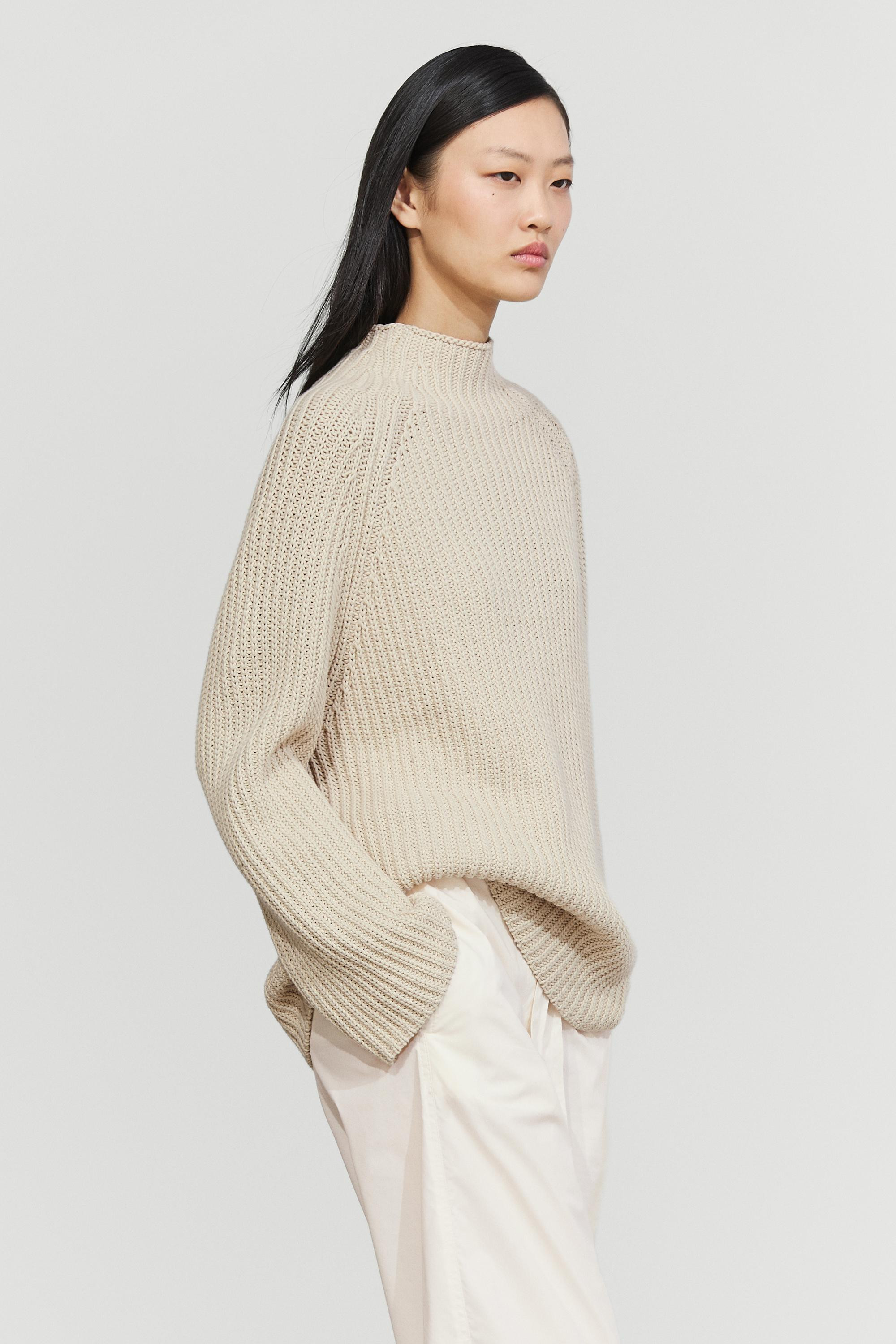 100% cotton purl knit sweater | Massimo Dutti US