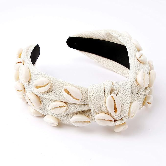 Knotted Shell Headband Natural Knot Heart Shape Hairband Embellished Fashion Holiday Spring Summe... | Amazon (US)