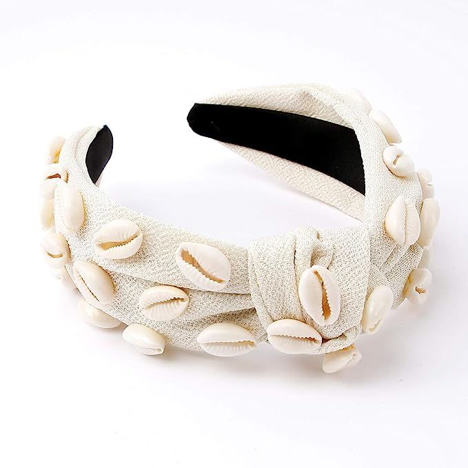 Knotted Shell Headband Natural Knot Hairband Embellished Fashion Holiday Spring Summer Hair Acces... | Amazon (US)