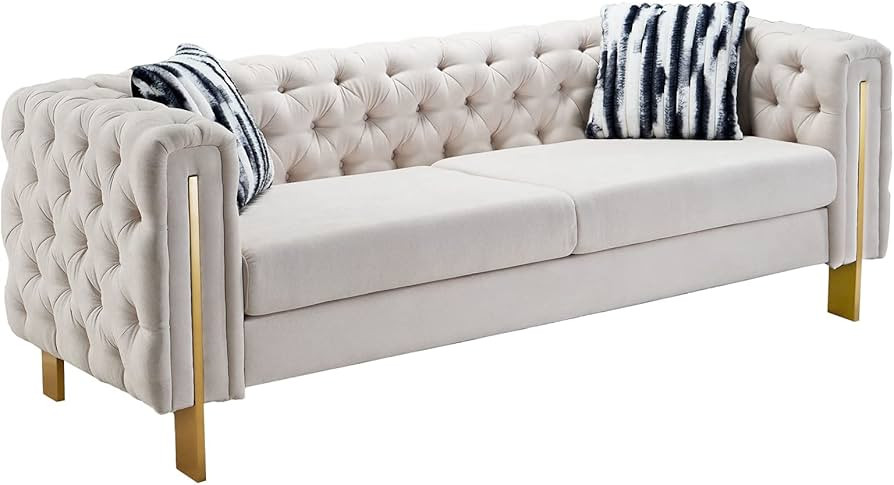 Dolonm Modern Sofa for Living Room, 84 Inches Long Button Tufted Couch Upholstered Linen Sofa wit... | Amazon (US)