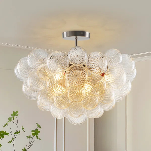 Catalyna Bubble Ball Semi Flush Mounting Ceiling Light Fixtures, Dia 24" | Wayfair North America