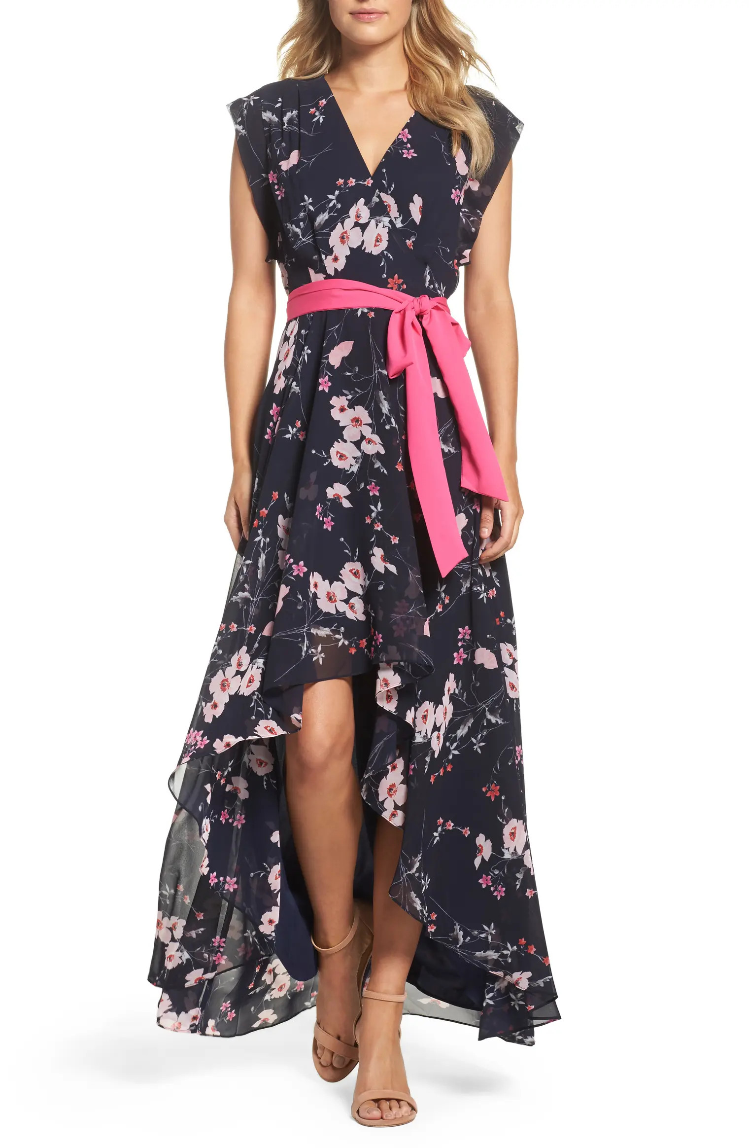 High/Low Floral Faux Wrap Maxi Dress | Nordstrom