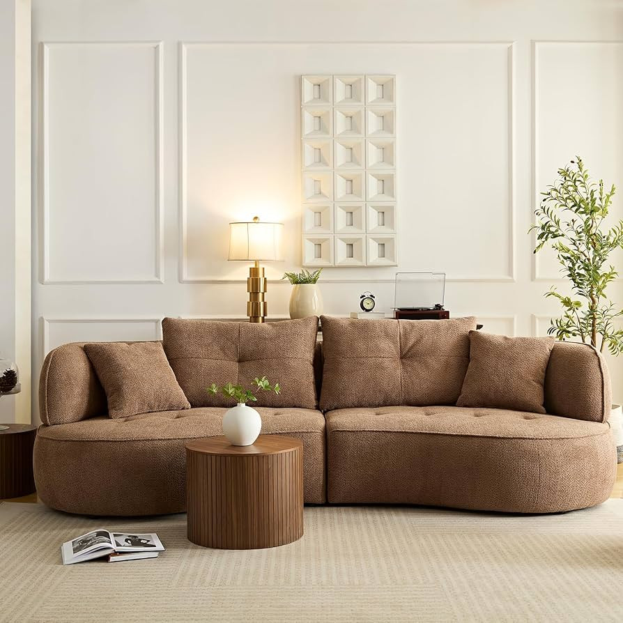 109‘’ Luxurious Curved Sectional Sofa, Multiple Seating Positions,Modern and Stylish， Fabri... | Amazon (US)