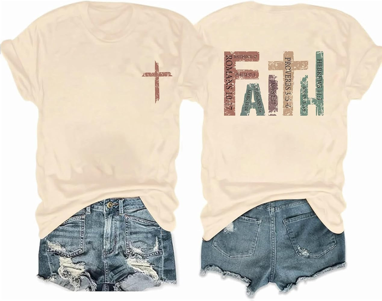 Faith Shirts for Women Christian Shirt Jesus Cross Graphic Tees Bible Verse Religious Sayings Cas... | Amazon (US)