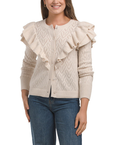 Fem Ruffle Shoulder Cardigan | TJ Maxx