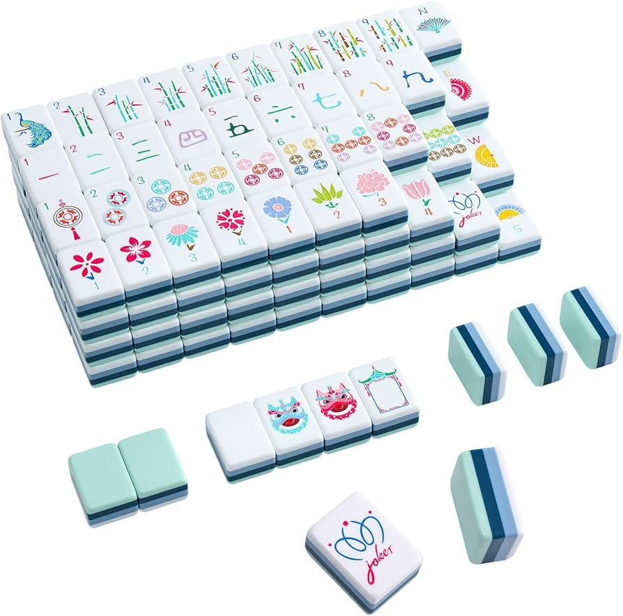 160 Acrylic 4 Layer Engraved American Mahjong Tiles Set with Carrying Bag and Accessories, 1.26\u... | Amazon (US)