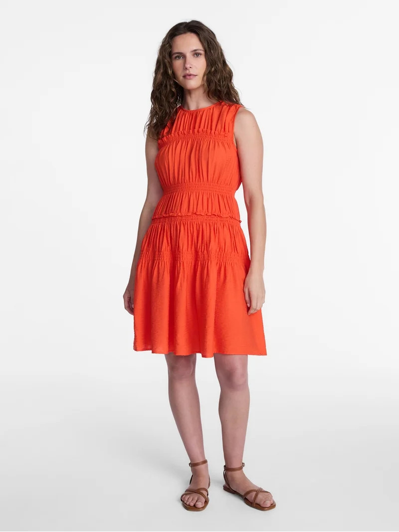 Time and Tru Women's Smocked Sleeveless Mini Dress, Sizes XS-XXXL | Walmart (US)