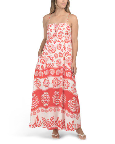 Linen Blend Strappy Border Print Maxi Dress | Casual Dresses  | Marshalls | Marshalls