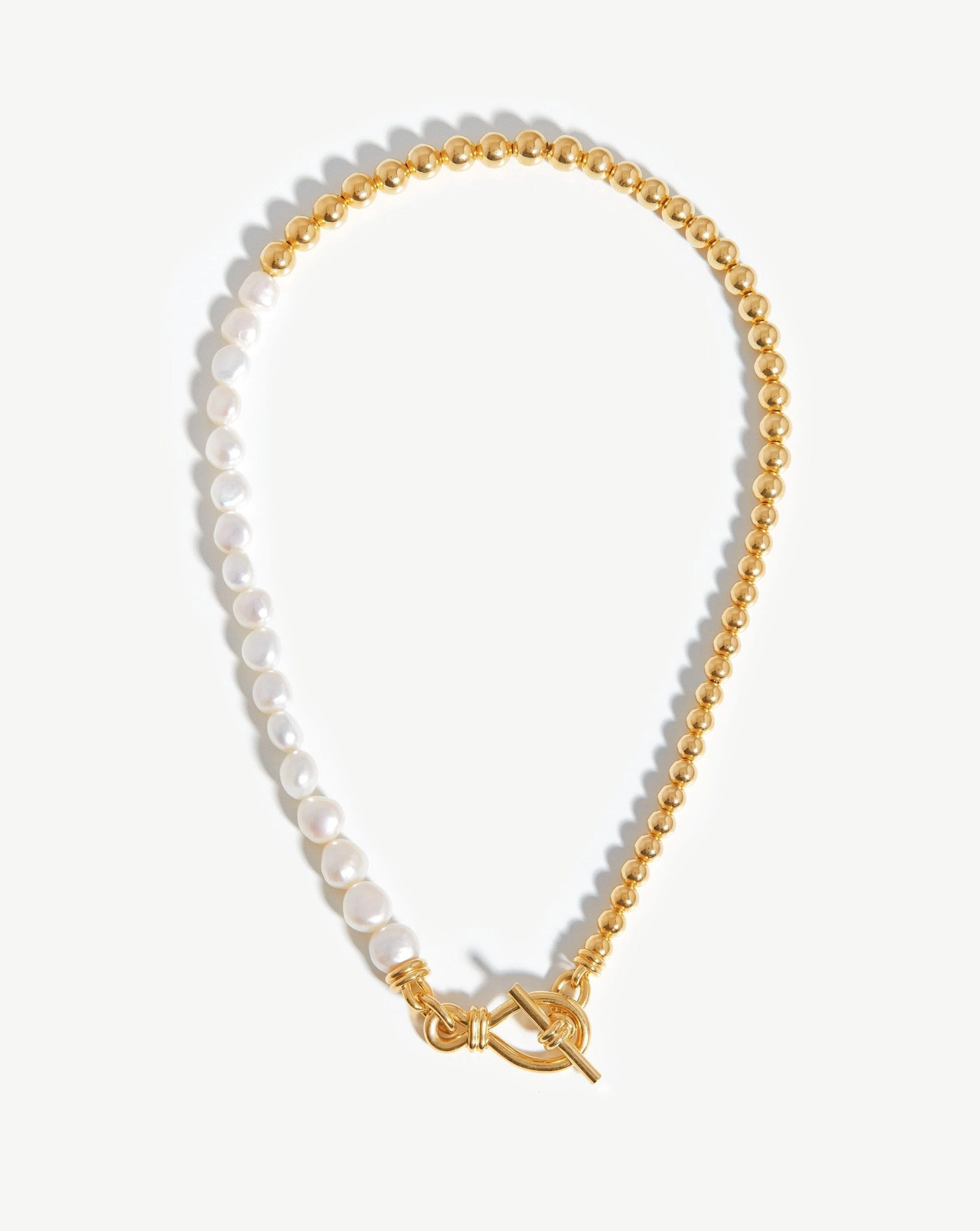 Baroque Pearl Beaded T-Bar Necklace | 18ct Gold Plated/Pearl | Missoma