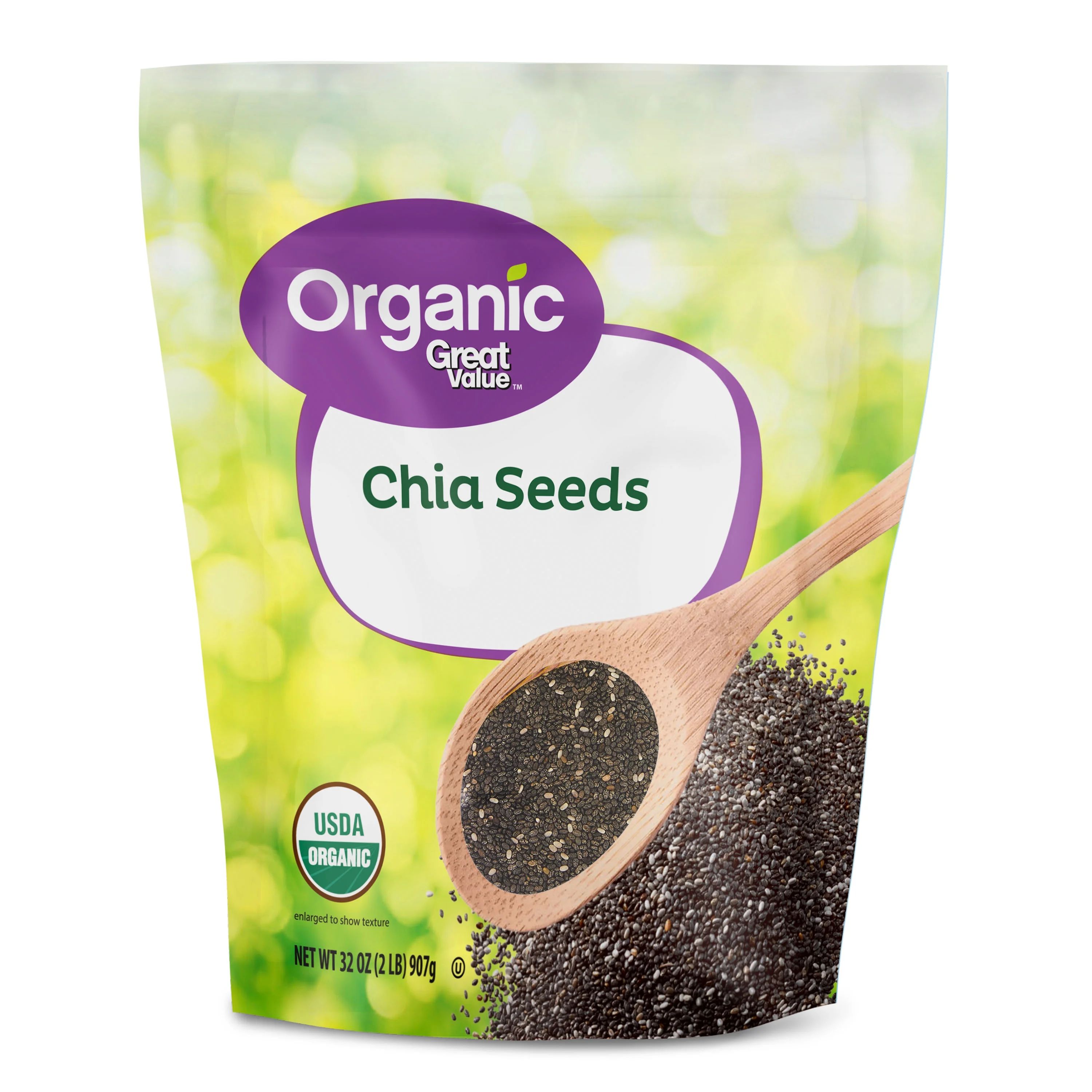 Great Value Organic Chia Seeds, 32 oz (907g) – USDA Organic, Gluten-Free, No Nuts/Soy/Dairy | Walmart (US)