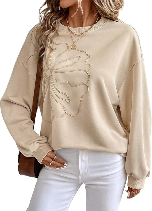 Womens Oversized Sweatshirt Crewneck Long Sleeve Tops | Amazon (US)
