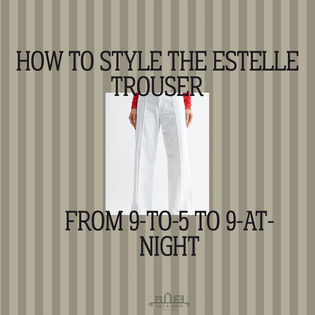 One trouser. Four completely different moods. 🤍

The Estelle Trouser is officially proving that a good closet staple should work way harder than just 9–5.

From office hours → dinner plans → weekend errands, I styled her four ways to show just how much you can do with one pair.

Which are you wearing first: 1, 2, 3 or 4? 👀

🤍 The Estelle Trouser + Sage & Arrow pieces are available at Sage & Arrow Boutique
🔗 Anything not available at Sage & Arrow is linked on my ShopMy + LTK

Save this one for the next time you’re staring at your closet thinking, “I have nothing to wear.”

#LTKMidsize #LTKWorkwear #LTKootd