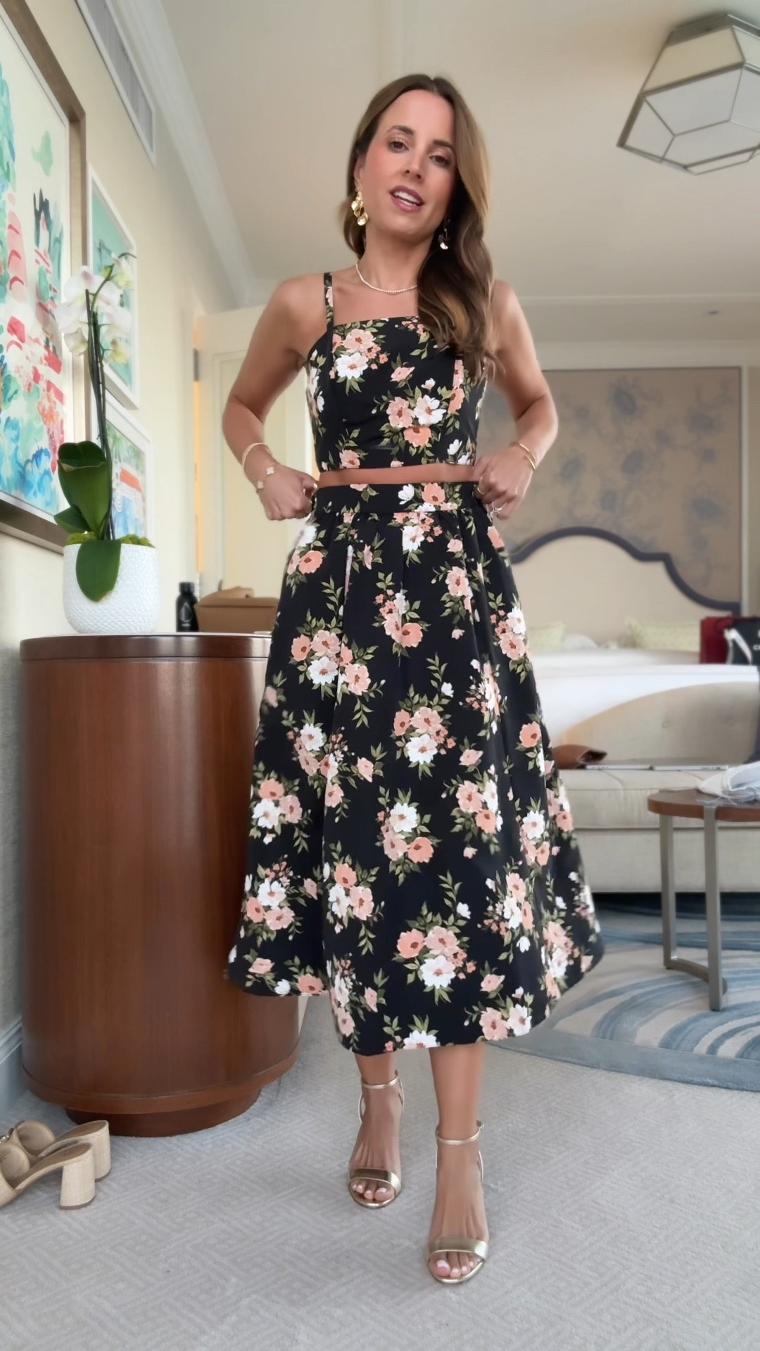 Old Navy matching set in XS petite. Palm Beach outfit. Wedding guest outfit. Party outfit. Wedding shower outfit. Rehearsal dinner outfit. Christian Louboutin Loubigirl are TTS. 

#LTKWedding #LTKPetite #LTKParties