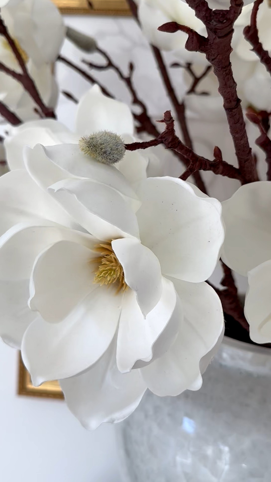 These faux magnolias are so beautiful!  I love they can be used year round!  
