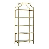 Sauder 421434 International Lux Bookcase, L: 30.0" x W: 14.49" x H: 70.87", Satin Gold Finish | Amazon (US)