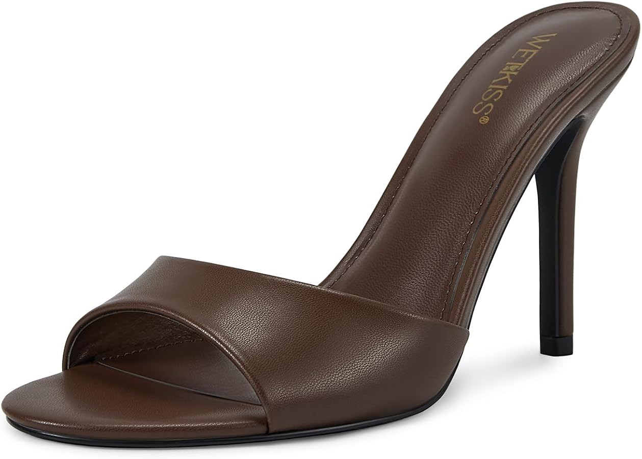 wetkiss Mule Heels for Women Open Toe High Heel Slides Stiletto Sandals | Amazon (US)