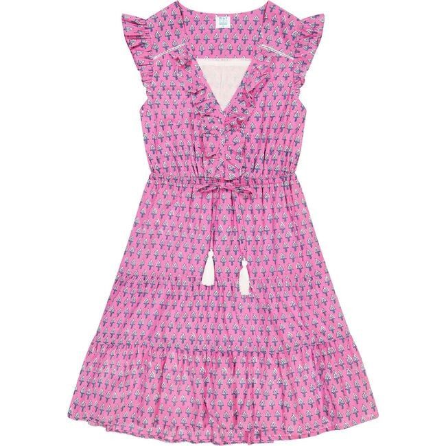 Women's Giselle Booti V-Neck Ruffle Sleeve Mini Dress, Fuschia | Maisonette