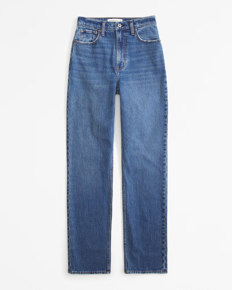 Abercrombie & Fitch Women's Ultra High Rise 90s Straight Jean in Medium - Size 31 SHORT | Abercrombie & Fitch (US)