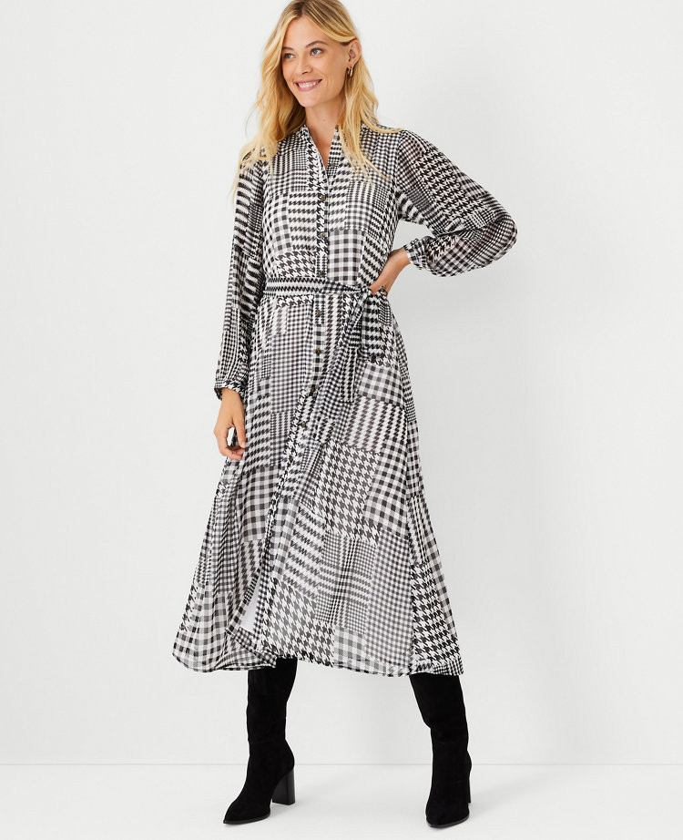 Plaid Belted Midi Flare Dress | Ann Taylor (US)