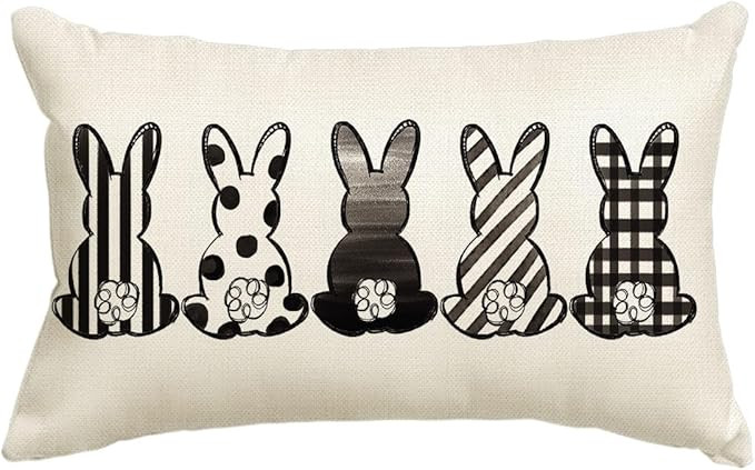 AVOIN colorlife Easter Rabbits Throw Pillow Cover, 12 x 20 Inch Black and White Spring Holiday Pa... | Amazon (CA)