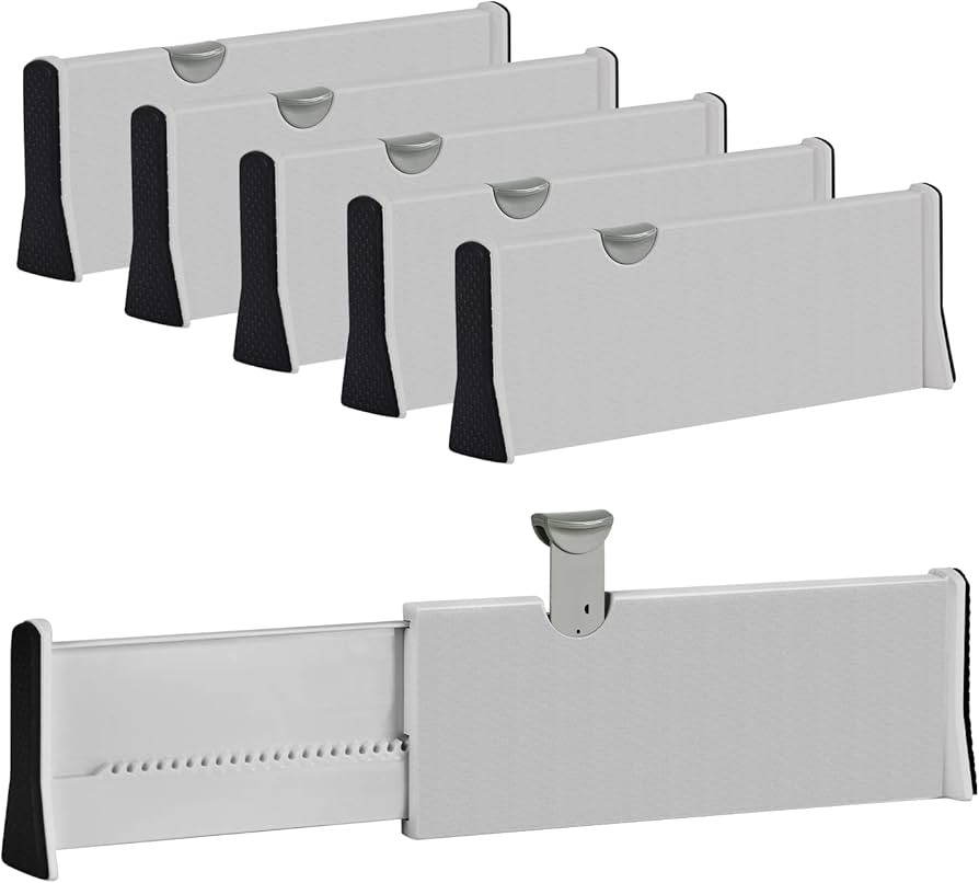 Drawer Dividers Organizer 5 Pack, Adjustable Separators 4" High Expandable from 11-17" for Bedroo... | Amazon (US)