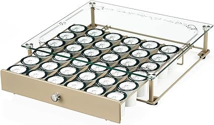 Coffee Pod Holder, Tempered Glass Top Coffee Pod Drawer Compatible with k cup Coffee Pods, Holds ... | Amazon (US)