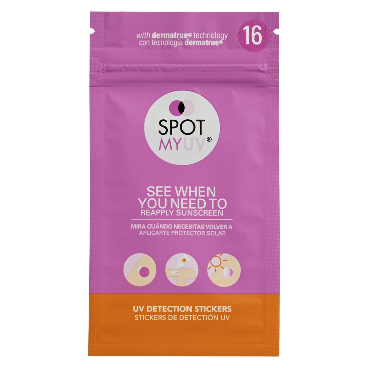 SPOTMYUV UV Detection Stickers for Sunscreen with Patented Dermatrue - 16pk | Target