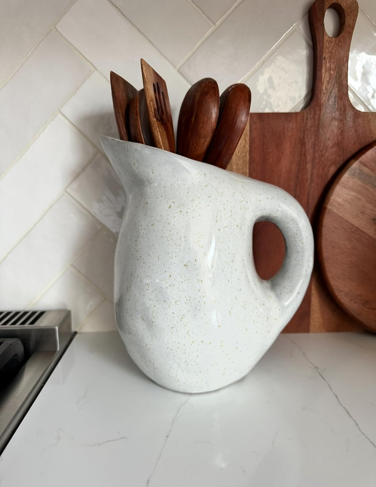 Ceramic pitcher for utensils, flowers or as decor. | Amazon (US)