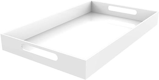 Vale Arbor White Serving Tray - 12" x 20" Bright White Large Acrylic Tray for Coffee Table, Break... | Amazon (US)