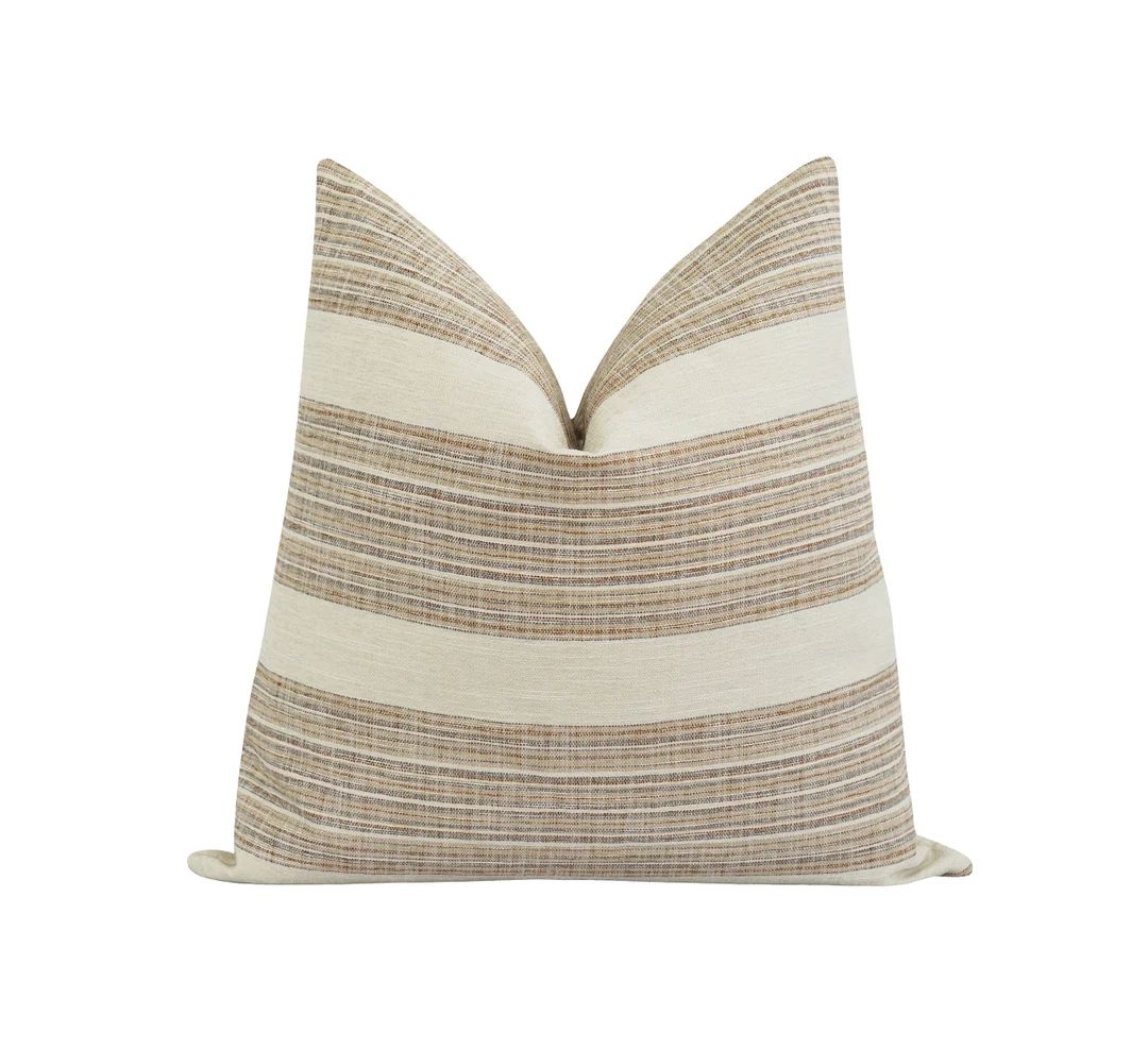 Wide Brown Horizontal Stripe Pillow Case, 18 20 22 Neutral Earth Tones Decorative Pillow Cover, E... | Etsy (US)
