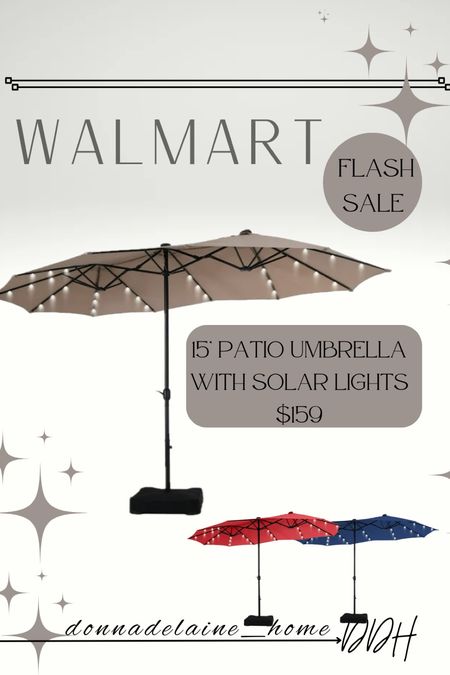 This is a great deal! Limited time flash sale on this oversized umbrella. 
Comes with solar lights, 3 colors available. 
Walmart Summer, sale alert 

#LTKFamily #LTKHome