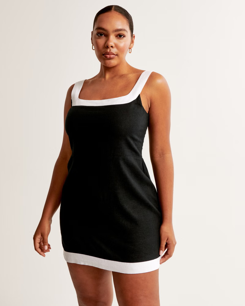 Linen-Blend Wide Strap Mini Dress | Abercrombie & Fitch (US)