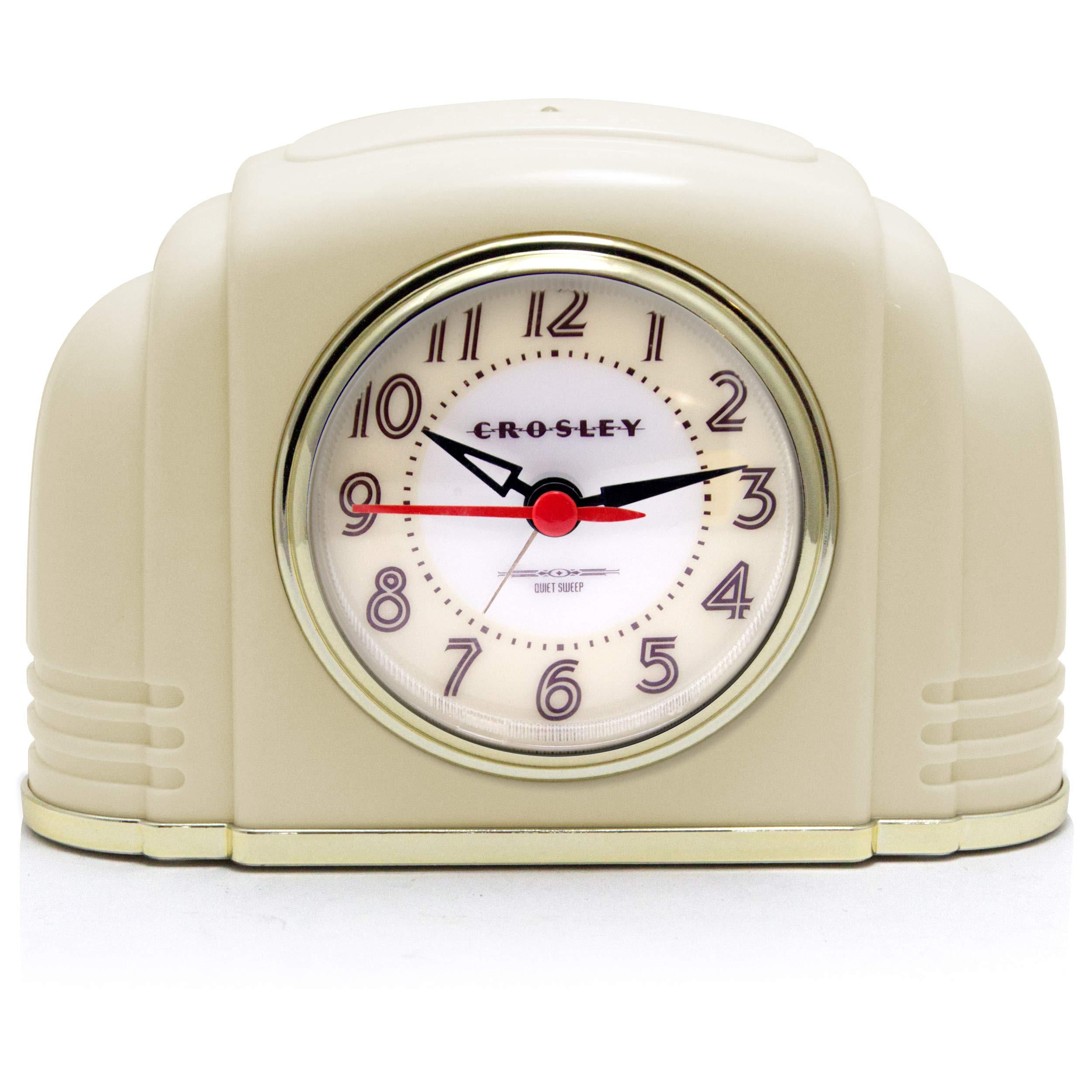 Timelink Crosley Vintage Art Deco Analog Alarm Clock, Quiet No-Ticking Movement, Automatic Dimmab... | Amazon (US)
