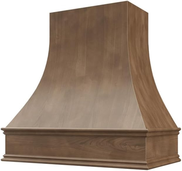 Riley & Higgs Curved Front American Walnut Range Hood Cover With Decorative Molding - Wall Mounte... | Amazon (US)