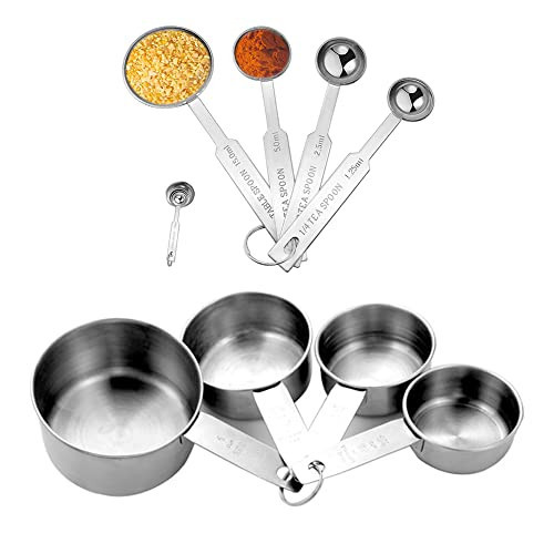 Measuring Cups Sets and Measuring Spoons Sets,8 Pieces Stainless Steel Measure Spoon and Cup for Baking, Cooking (Eight - 8 Pcs) | Amazon (UK)