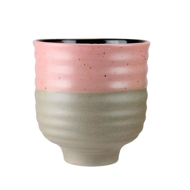 5.75" Burlap Tan and Coral Pink Modern Textured Circular Decorative Planter | Walmart (US)