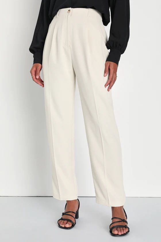 Sophisticated Company Ivory Straight Leg Trouser Pants | Lulus