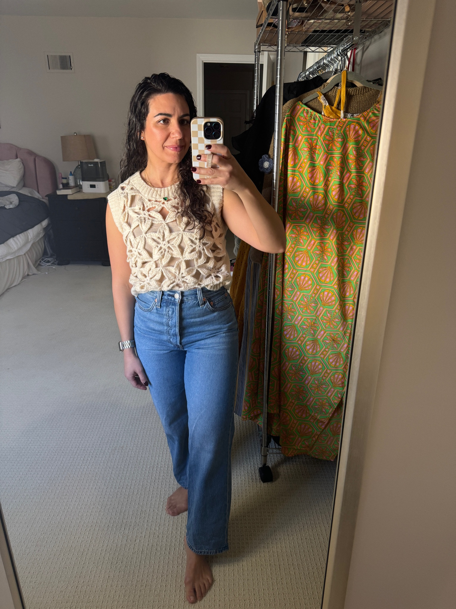 The cutest Amazon crochet vest! Also loving these viral Levi’s ribcage jeans. Small top and 27 bottom. Melinda Maria jewelry is also linked! 

#LTKfindsunder100
