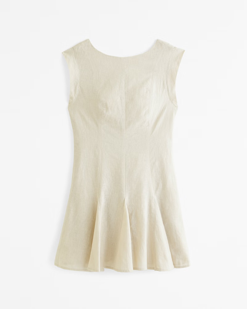 Women's Linen-Blend Godet Mini Dress | Women's Clearance | Abercrombie.com | Abercrombie & Fitch (US)