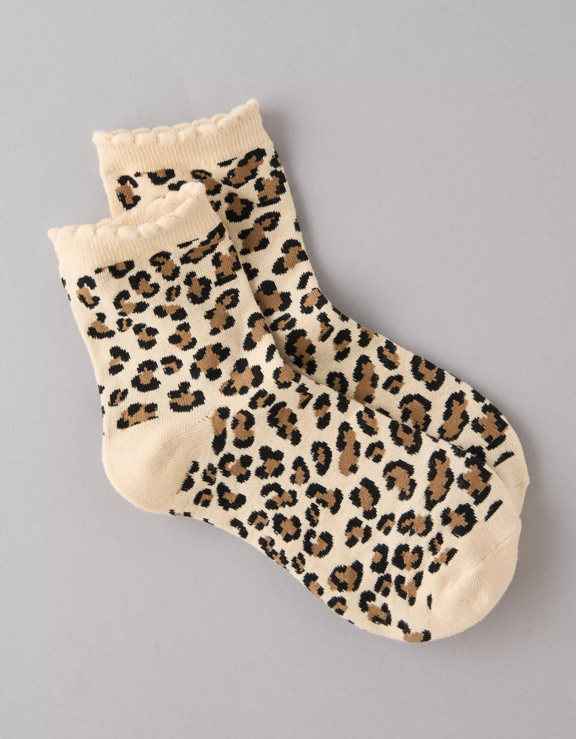 AE Ruffle Leopard Boyfriend Socks | American Eagle Outfitters (US & CA)
