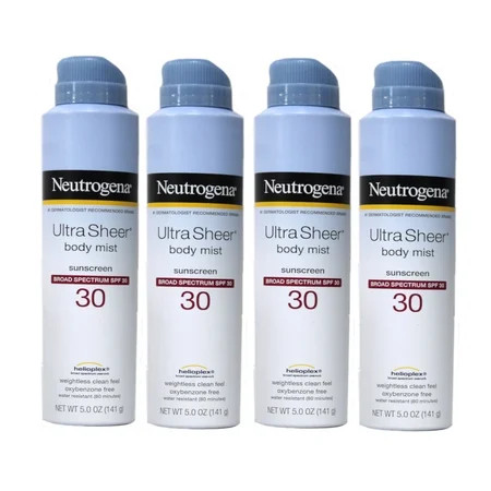 4 Pack - Neutrogena Ultra Sheer Body Mist Full Reach Sunscreen Spray, SPF 30, 5 oz | Walmart (US)